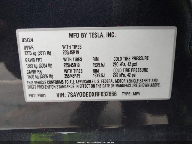 2024 TESLA MODEL Y 7SAYGDEDXRF032666 Photo 8