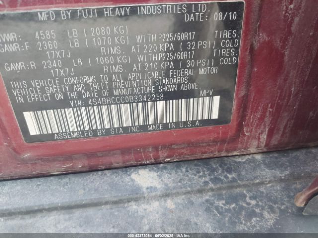2011 SUBARU OUTBACK 4S4BRCCC0B3342258 Photo 8