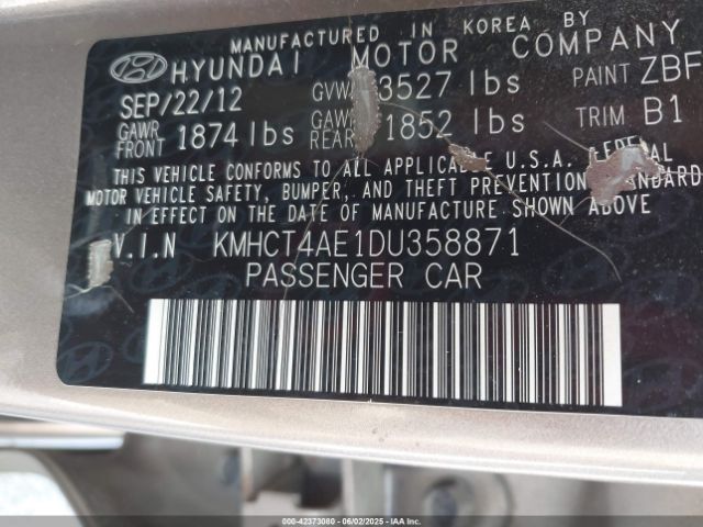 2013 HYUNDAI ACCENT KMHCT4AE1DU358871 Photo 8