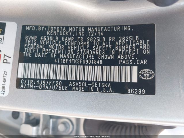 4T1BF1FK5FU904848 Toyota CAMRY SE