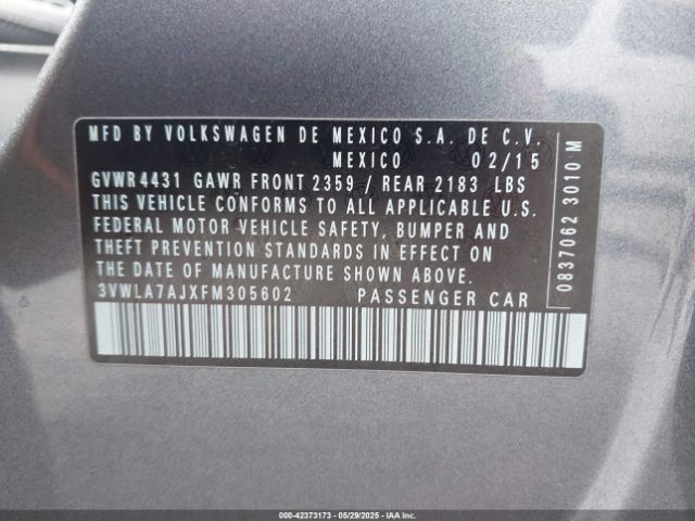3VWLA7AJXFM305602 Volkswagen Jetta 2.0l Tdi Sel