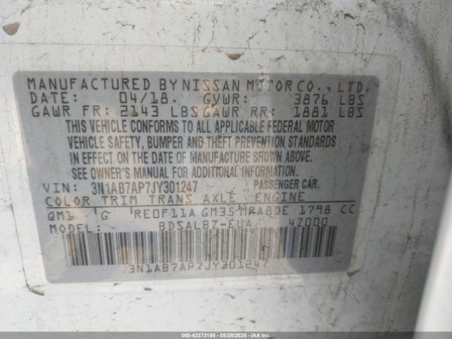 3N1AB7AP7JY301247 Nissan SENTRA S