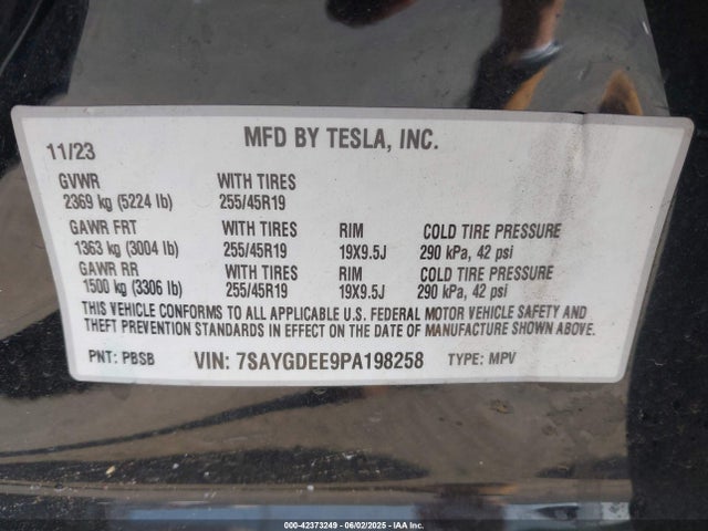 7SAYGDEE9PA198258 Tesla 2023