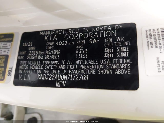 KNDJ23AU0N7172769 KIA mpi nu