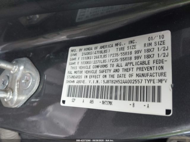 2010 ACURA RDX 5J8TB2H52AA002557 Photo 8