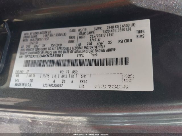 2019 FORD F-150 1FTEX1EB4KKD86561 Photo 8