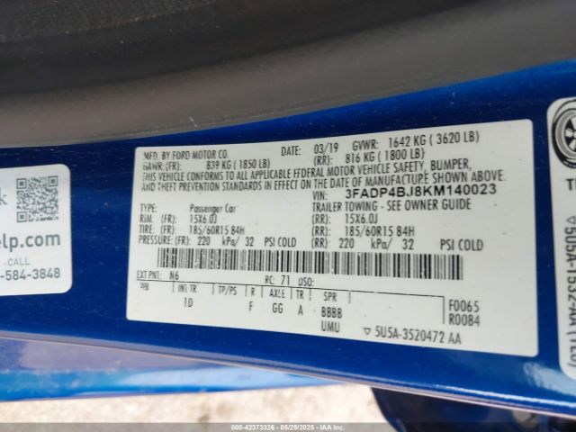 3FADP4BJ8KM140023 Ford 2019