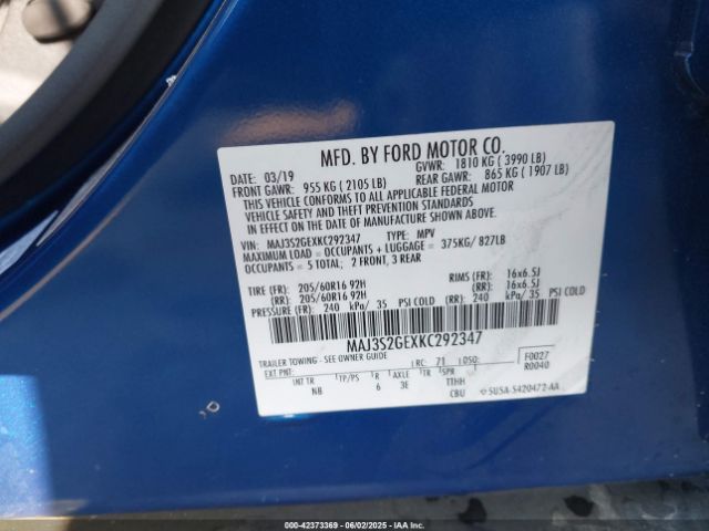 MAJ3S2GEXKC292347 Ford 2019