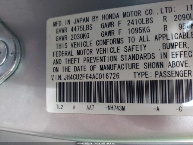 2010 ACURA TSX JH4CU2F64AC016726 Photo 8