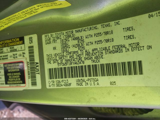 5TFDW5F18FX463470 Toyota Tundra Sr5 5.7l V8