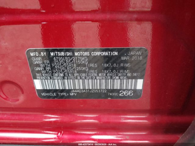 2018 MITSUBISHI OUTLANDER JA4AD3A31JZ053722 Photo 8