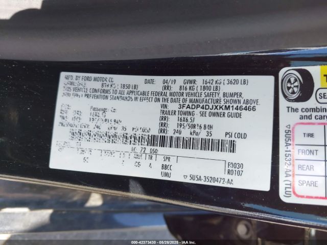 3FADP4DJXKM146466 Ford Fiesta St Line
