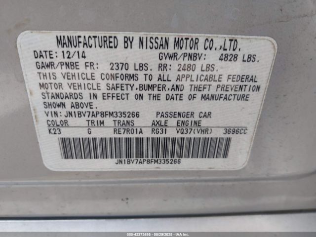 2015 INFINITI Q50 JN1BV7AP8FM335266 Photo 8