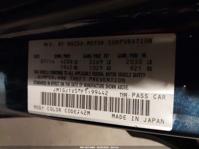 JM1GJ1V53F1199442 Mazda 2015