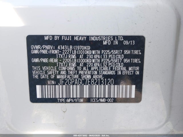 Subaru 2.0l na 2014 JF2GPAGC7E8213120 Image 9