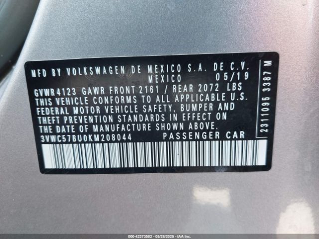3VWC57BU0KM208044 Volkswagen 1.4 tsi