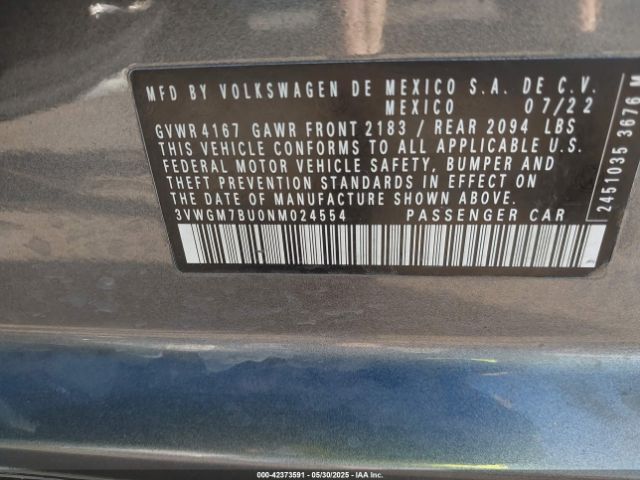 2022 VOLKSWAGEN JETTA 3VWGM7BU0NM024554 Photo 8