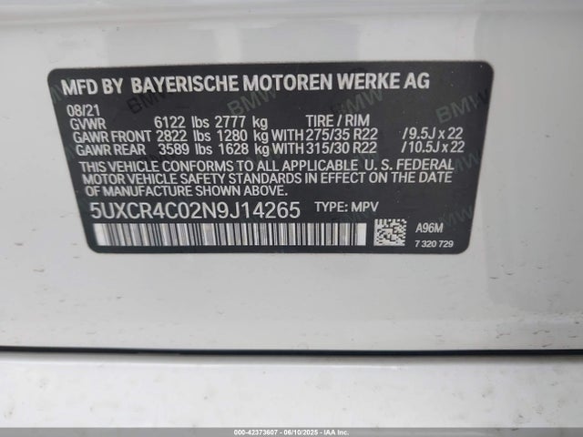 5UXCR4C02N9J14265 BMW X5