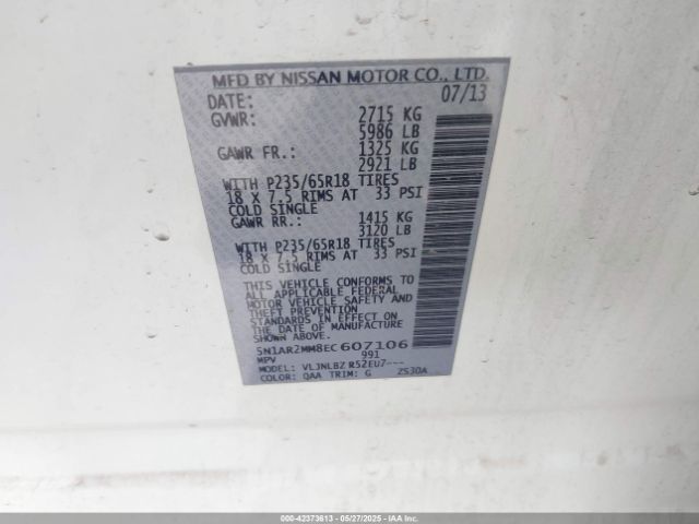 5N1AR2MM8EC607106 Nissan Pathfinder S