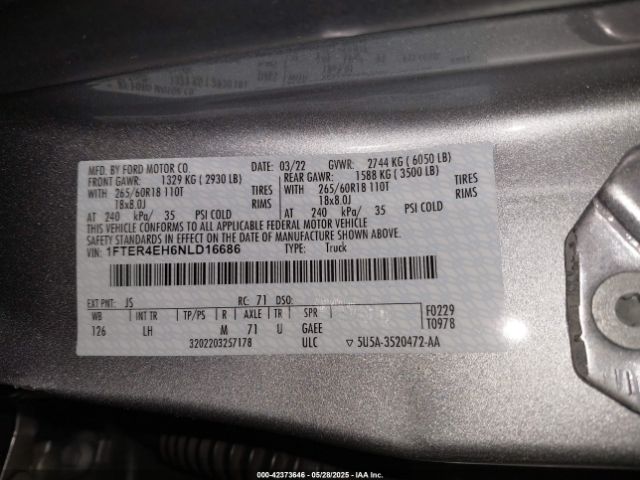 2022 FORD RANGER 1FTER4EH6NLD16686 Photo 8