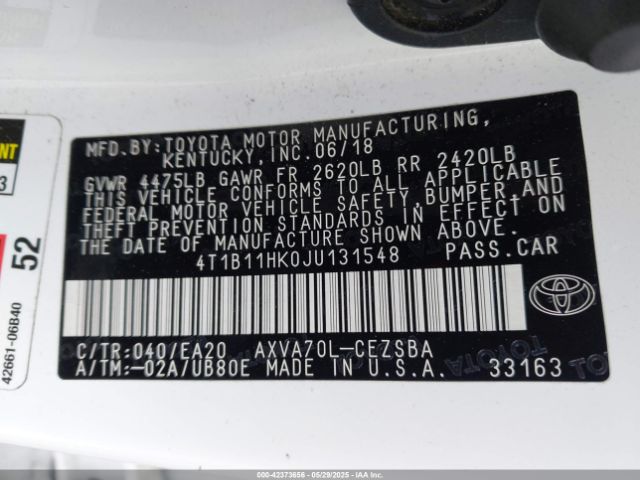 4T1B11HK0JU131548 Toyota a25a-fks