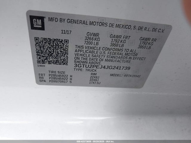 3GTU2PEJ4JG241739 GMC l86 - sidi: spark ignited direct injection, vvt: variable valve timing, afm, e85 max, alum