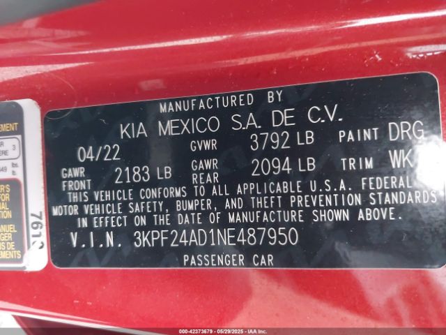 2022 KIA FORTE 3KPF24AD1NE487950 Photo 8