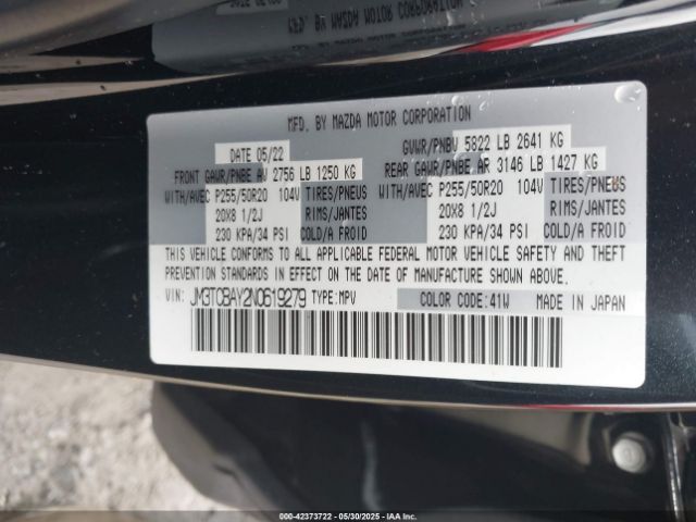 2022 MAZDA CX-9 JM3TCBAY2N0619279 Photo 8