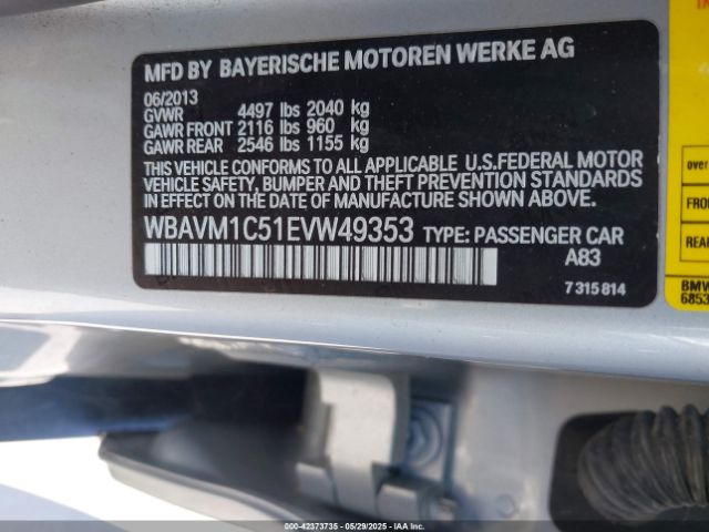 WBAVM1C51EVW49353 BMW X1 Sdrive28i