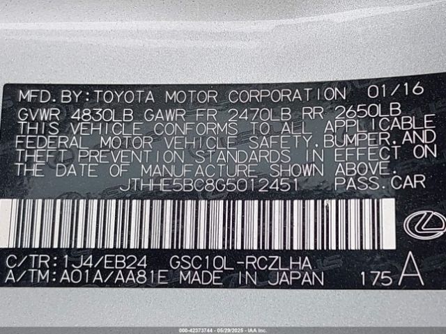 JTHHE5BC8G5012451 Lexus RC 350