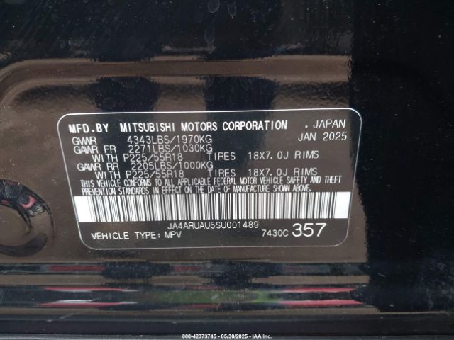 2025 MITSUBISHI OUTLANDER SPORT JA4ARUAU5SU001489 Photo 8