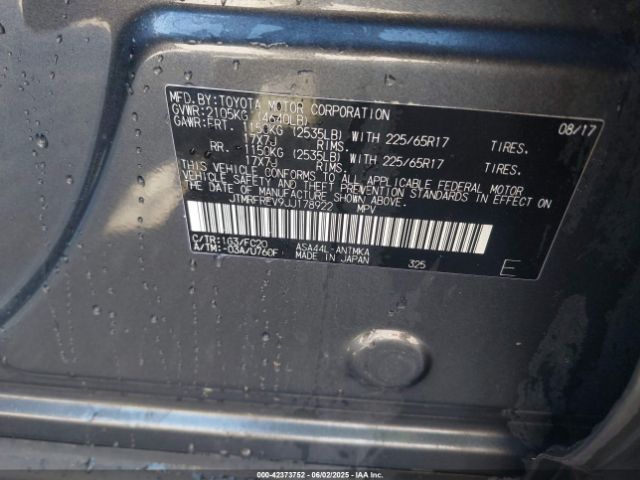 JTMRFREV9JJ178922 Toyota Rav4 Xle