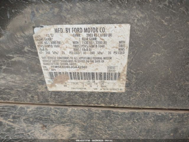 2018 FORD EXPLORER 1FM5K8D80JGA42560 Photo 8