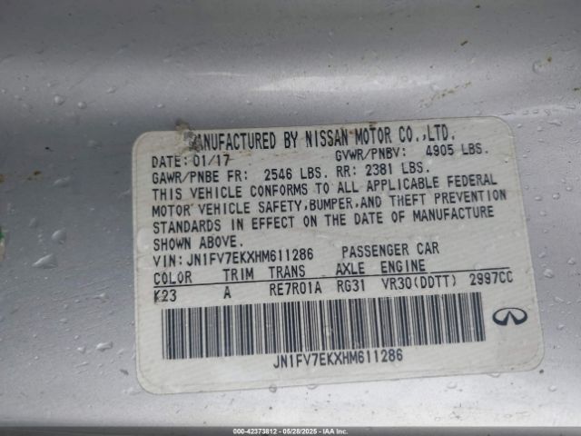 2017 INFINITI Q60 JN1FV7EKXHM611286 Photo 8