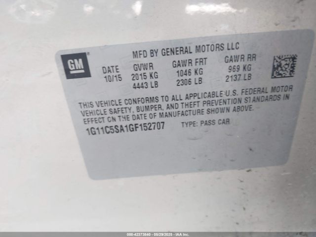 1G11C5SA1GF152707 Chevrolet Malibu Limited Lt