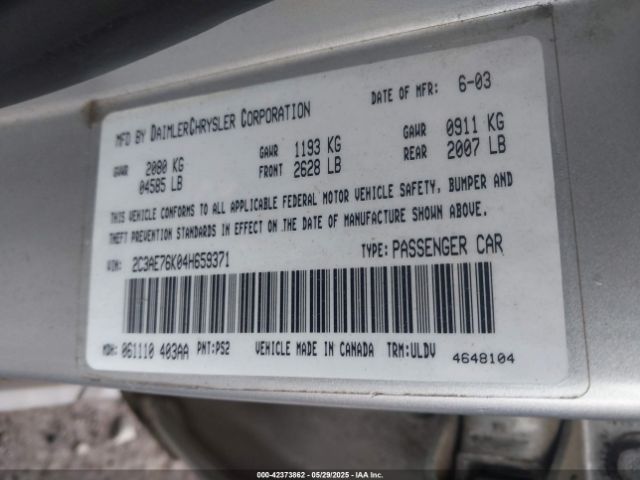 2004 CHRYSLER 300M 2C3AE76K04H659371 Photo 8