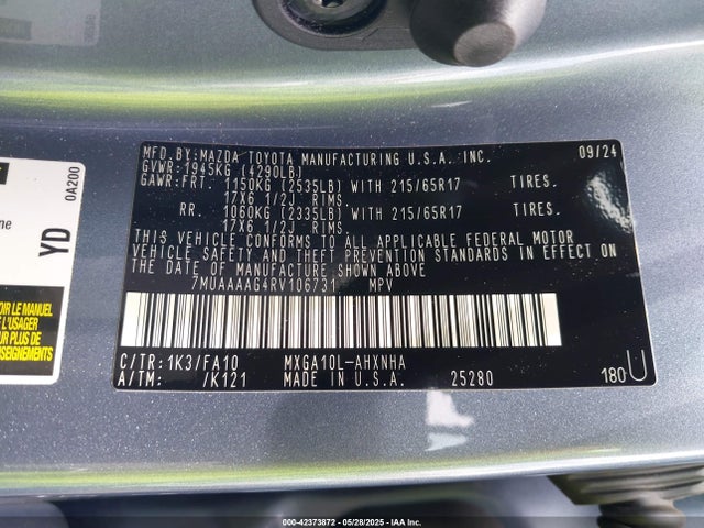 7MUAAAAG4RV106731 Toyota m20a-fks