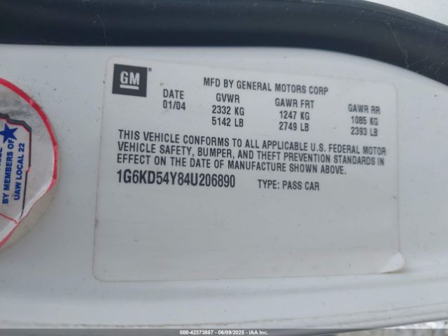 2004 CADILLAC DEVILLE 1G6KD54Y84U206890 Photo 8