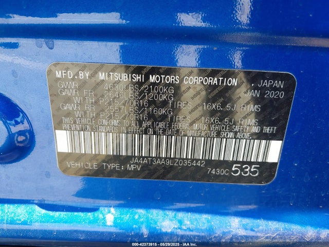 Mitsubishi tc/ic mivec 2020 JA4AT3AA9LZ035442 Image 9