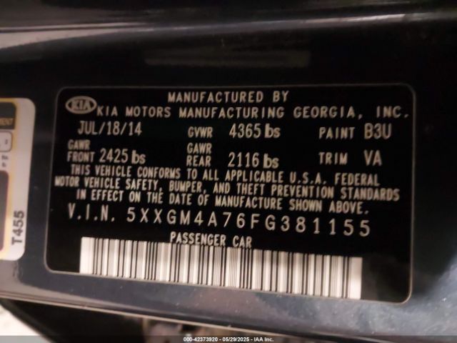 2015 KIA OPTIMA 5XXGM4A76FG381155 Photo 8