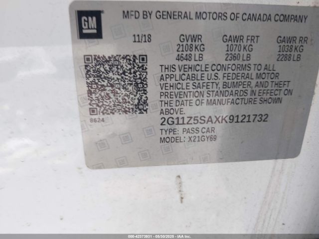 2019 CHEVROLET IMPALA 2G11Z5SAXK9121732 Photo 8