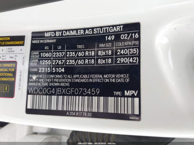 2016 MERCEDES-BENZ GLC 300 WDC0G4JBXGF073459 Photo 8