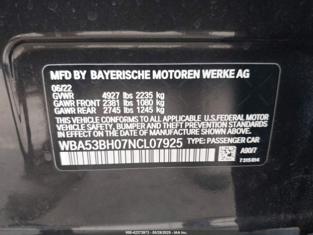 WBA53BH07NCL07925 BMW 530I