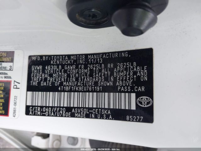 4T1BF1FK9EU761191 Toyota 2ar-fe