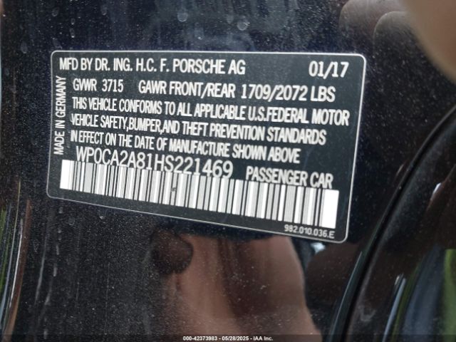 2017 PORSCHE 718 BOXSTER WP0CA2A81HS221469 Photo 8