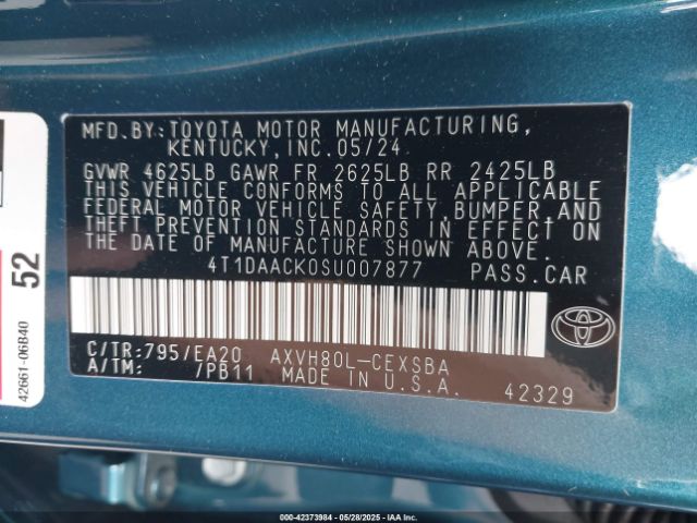 4T1DAACK0SU007877 Toyota a25a-fxs