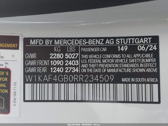 W1KAF4GB0RR234509 Mercedes-Benz m254
