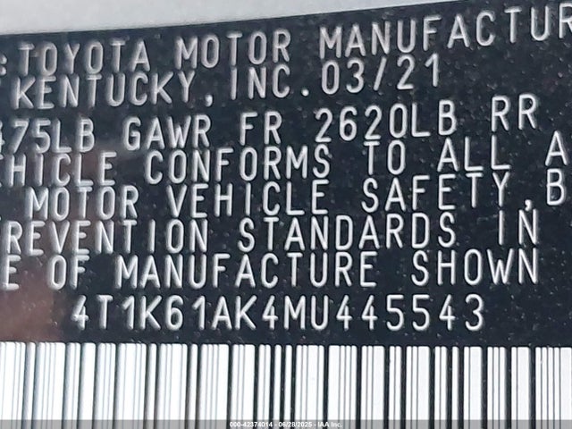 4T1K61AK4MU445543 Toyota a25a-fks