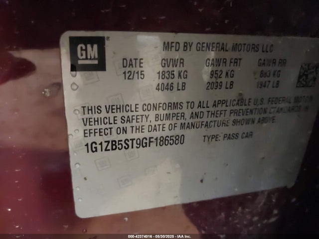 1G1ZB5ST9GF186580 Chevrolet lfv - di: direct injection, vvt, gen1 gmna
