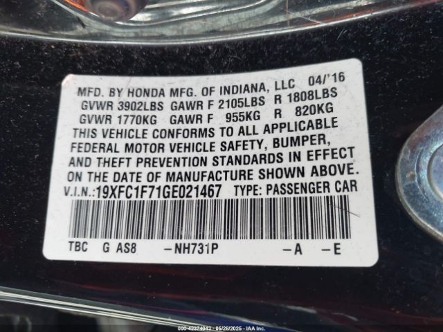 19XFC1F71GE021467 Honda Civic Ex-l